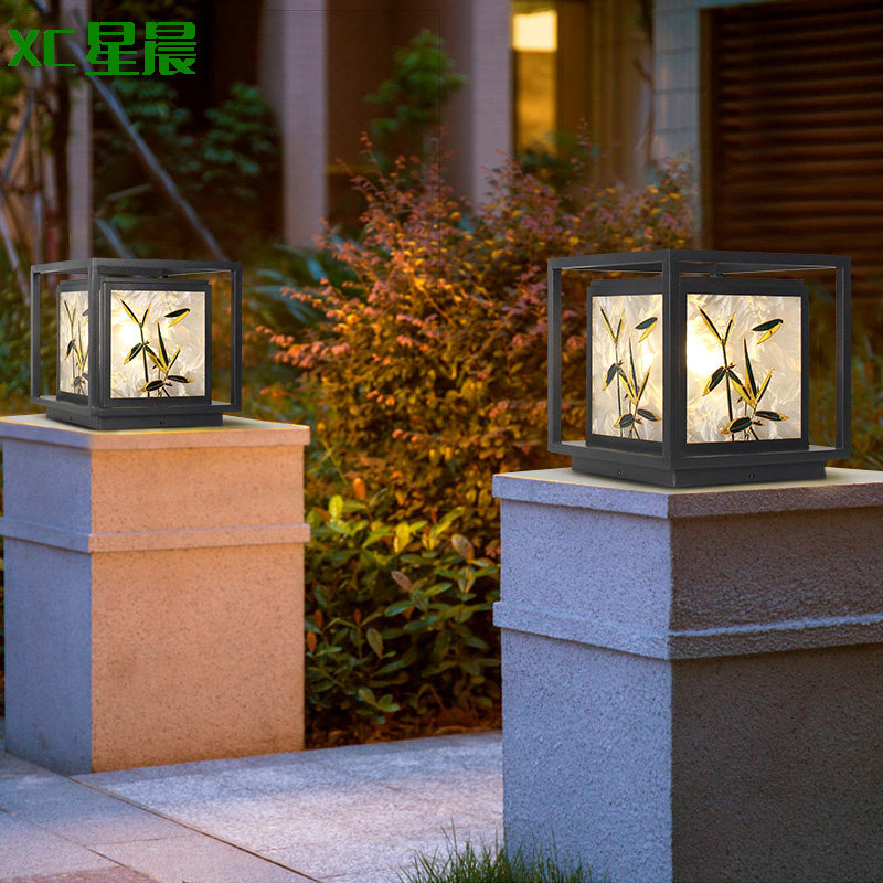 Modern new Chinese style outdoor waterproof solar lawn light garden garden light landscape light outdoor real estate column head light