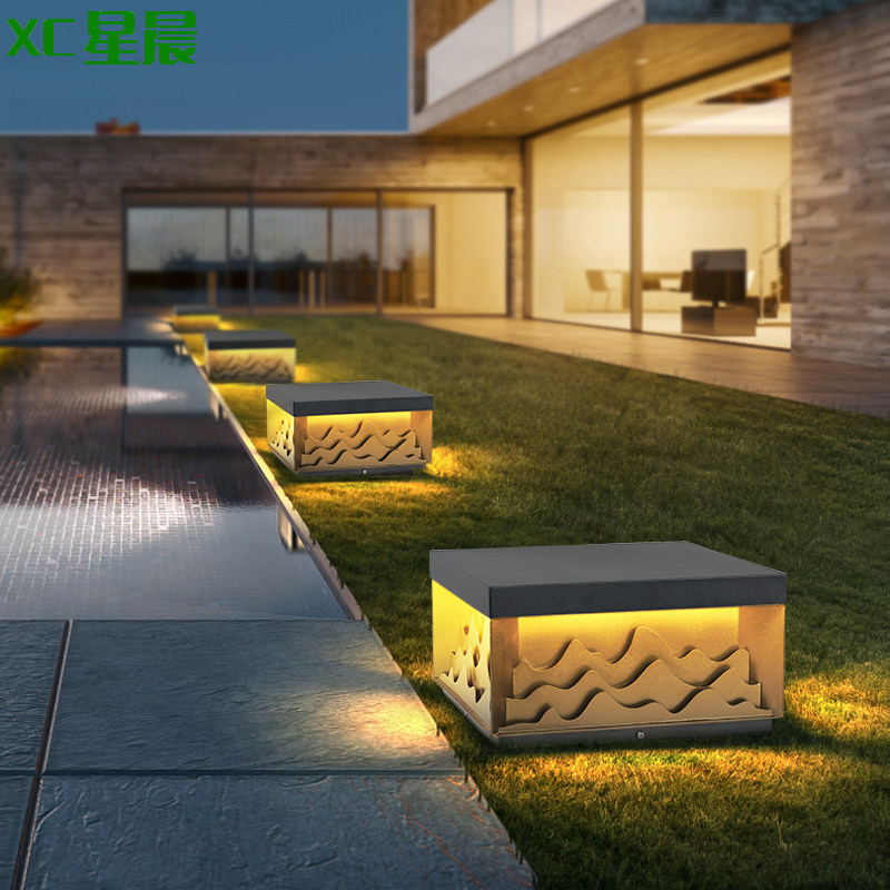 Outdoor waterproof new Chinese-style solar column lamp gate wall column head lamp villa garden garden lamp lawn lamp