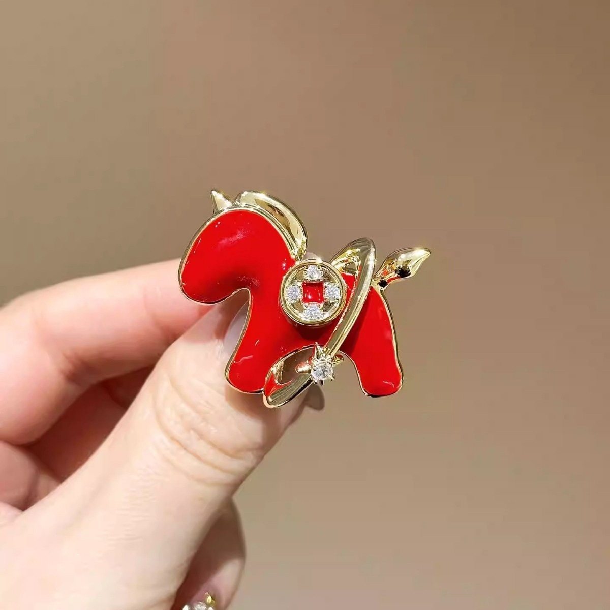 Outlet Brand Clearance Sale Discount Bargain Luxury Red Pony Coin Brooch Accessory