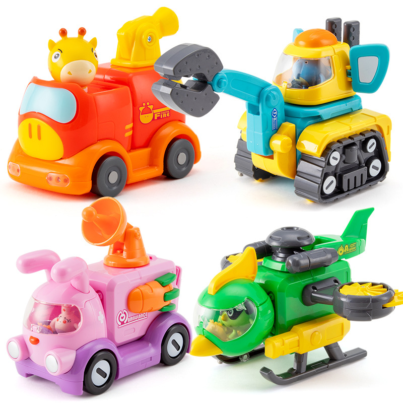 Rescue Baby Assembly Toy No. 0 Big Base Longbao Dinosaur Inertia Pull-Back Car Justice Team Charging Deer Sound and Light Version