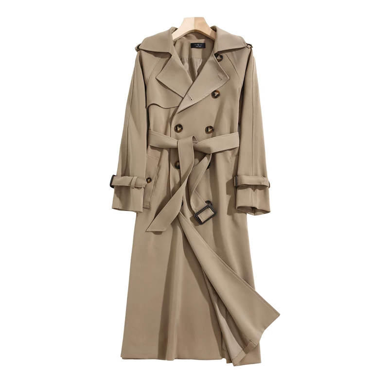 Long khaki trench coat, British style
