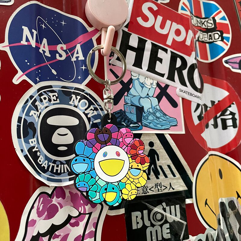 Trendy Brand Takashi Murakami Keychain Pendant Sunflower Personalized Honda Motorcycle Decoration Vespa Gift