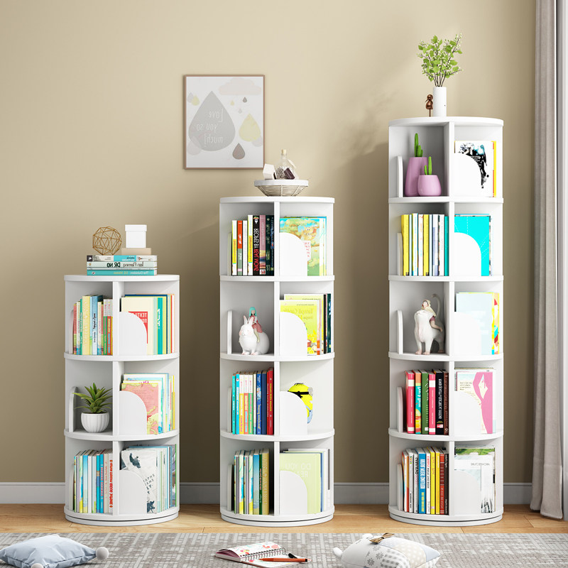 Rotating bookshelf 360-degree bookcase children students floor-to-floor picture book net red bookcase simple household simple shelf
