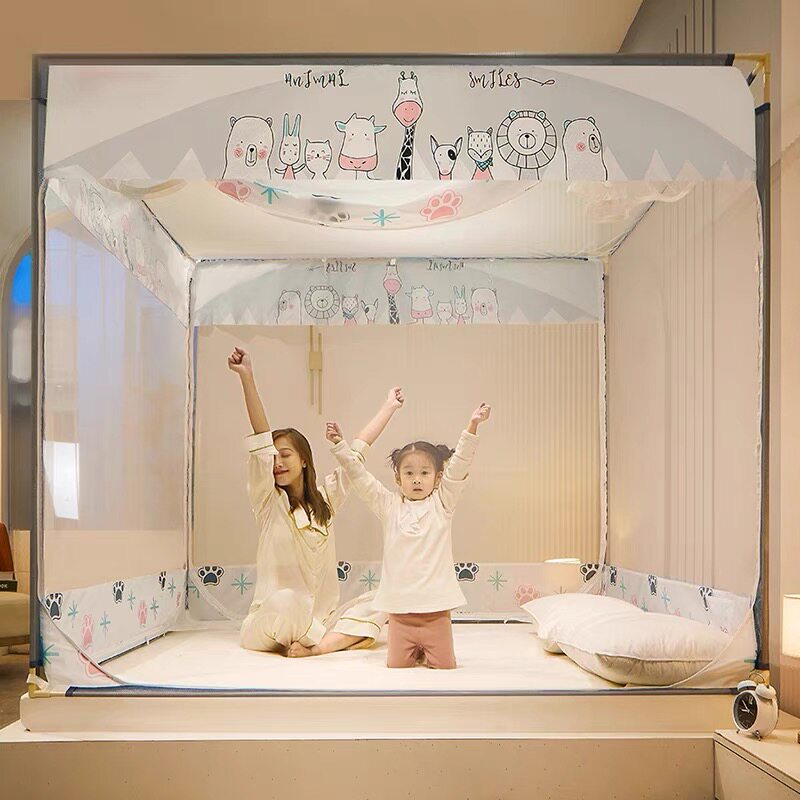 2021 New Mongolia pack Anti-fall mosquito nets Home-free installation convenience for disassembly 1 8m bed children bracket fixed