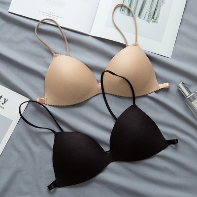 Net red one-character beautiful back underwear girl thin gathering bra without steel ring sexy small bra strapless strap