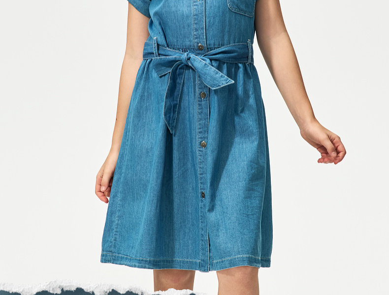 платье nautica/诺帝卡童装 女童牛仔连衣裙夏季新款儿童牛仔裙装衬衫领