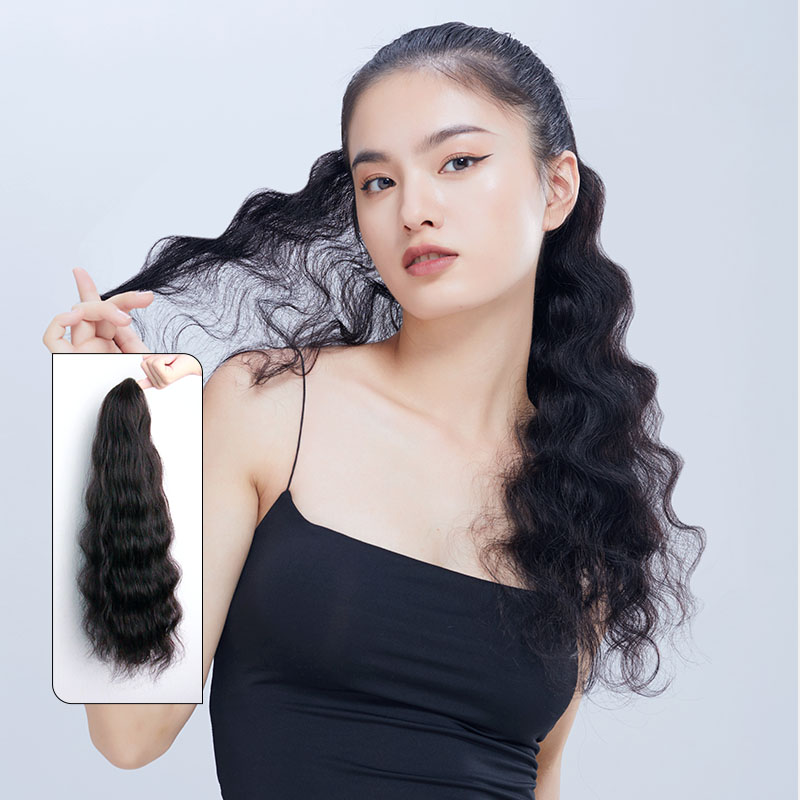 TOOCCI Corn Hot Pony Tail Wig Female Lace Tape Grab Tapes Water Corn Natural Fluffy Light