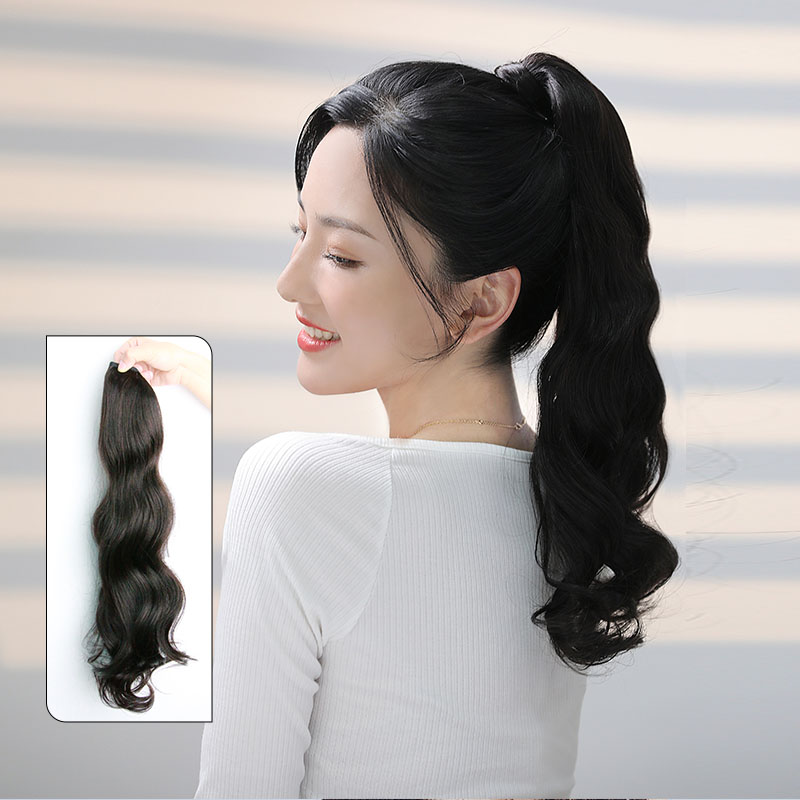 TOOCCI big wave ponytail wig female lace strap grab clip real hair pear roll can be tied naturally fluffy and light