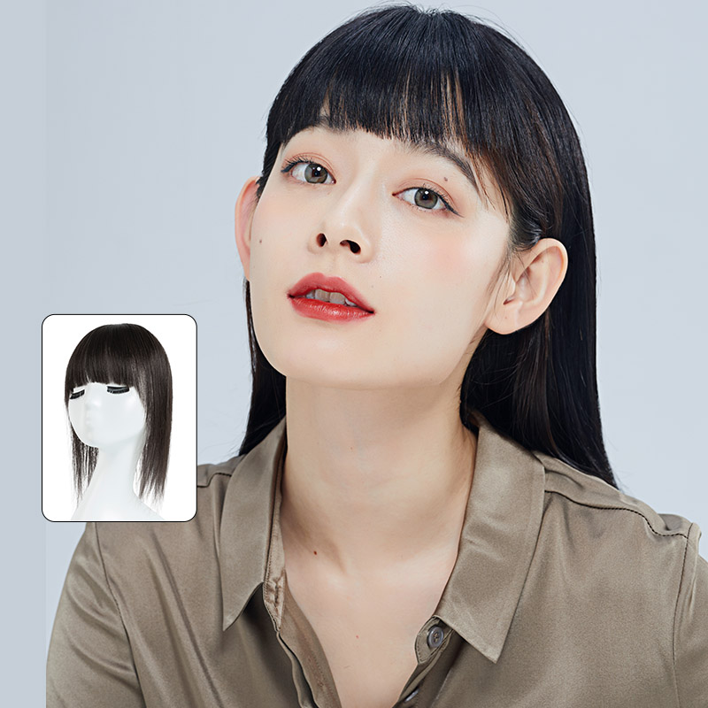 TOOCCI comics Qi Liuhai real hair wigs female head hair sparse cover no trace hairline real hair stickers