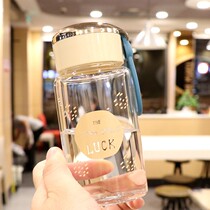 Glass female ins Harajuku style couple cup cute and easy to carry summer good-looking net celebrity high-end sense