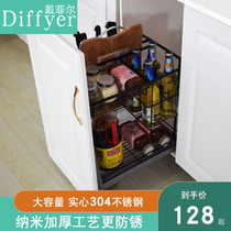 Kitchen cabinet stainless steel 304 seasoning basket multi-layer nano black solid storage knife rack storage storage basket
