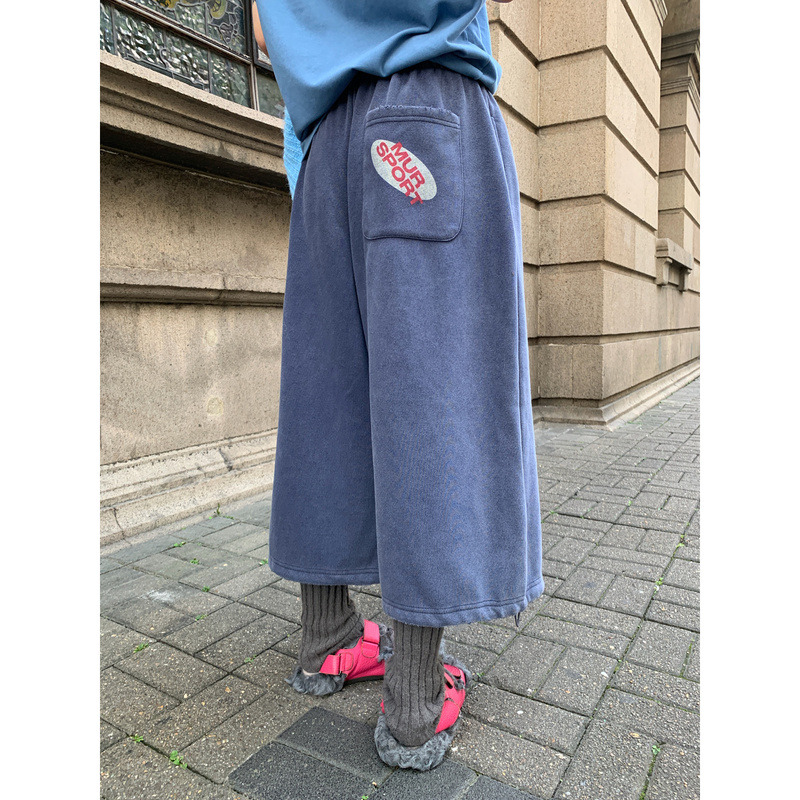 Ana Phora Royal Blue Wide-Leg Casual Pants for Women, New Autumn and Winter Versatile Printed Cropped Pants with Back Pockets Ana Phora Royal Blue Wide-Leg Casual Pants for Women, New Autumn and Winter Versatile Printed Cropped Pants with Back Pockets