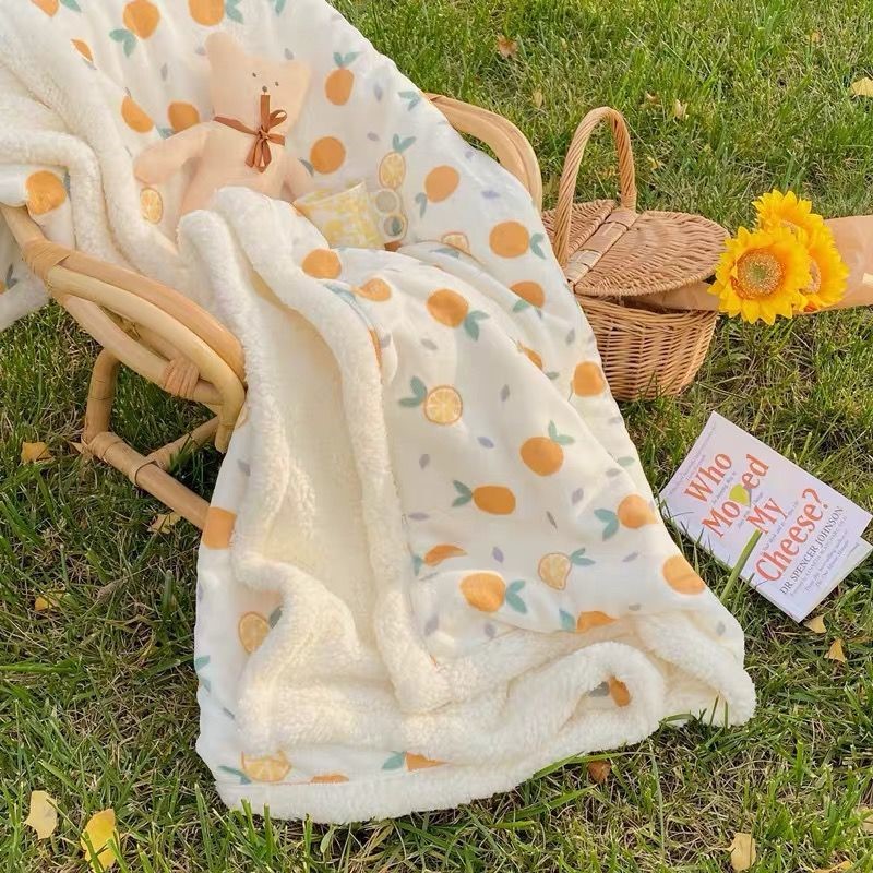 Wool Blanket Thickened Double Mesh Red Lunch Break Blanket Quilt Cover Blanket Bed Linen Autumn Winter Little Freshener Office Multifunction