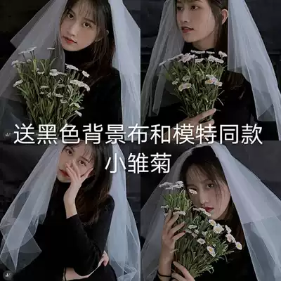 2021 New Year photo props wedding veil ins wind net red dormitory white yarn couple pregnant women super fairy simple head