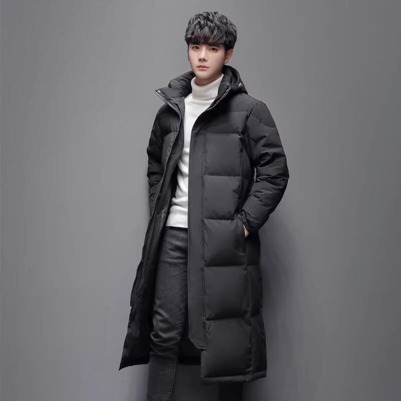 Romon Long down Jacket for Men, Spring and Autumn 2026 New Model, Extra Long Over-The-Knee Loose Thick Solid Color Duck down Men's Coat Romon Long down Jacket for Men, Spring and Autumn 2026 New Model, Extra Long Over-The-Knee Loose Thick Solid Color Duck down Men's Coat