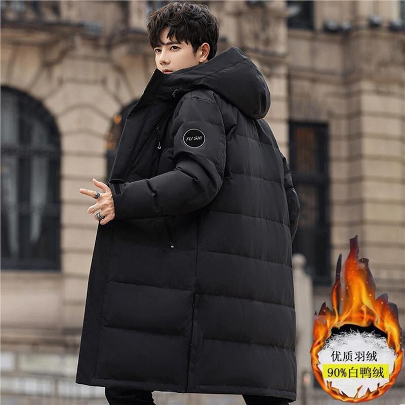 Romon Spring and Autumn High-End Men's down Jacket, Mid-Length Hooded Thickened Coat, Men's High-End Versatile Cold-Proof Clothing Romon Spring and Autumn High-End Men's down Jacket, Mid-Length Hooded Thickened Coat, Men's High-End Versatile Cold-Proof Clothing
