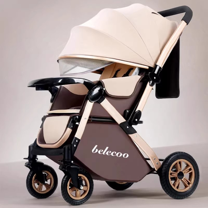 High-View Baby Stroller, Can Sit and Lie Down, Lightweight Foldable Stroller for 0 to 3 Years Old, Two-Way Stroller, Outdoor Stroller