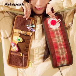 Xilepark 보석 롤 다기능 휴대용 야외 여행 반지 목걸이 귀걸이 귀걸이 스터드 보석 가방 보관 가방