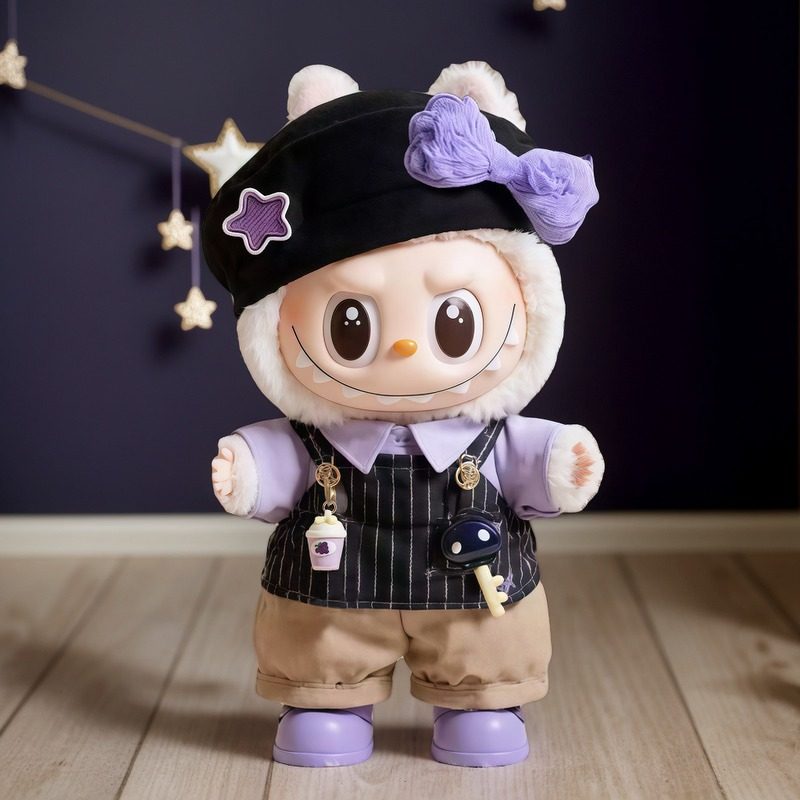 🌟 Labubu black-purple star outfit 17cm plush doll - adorable upgrade ...