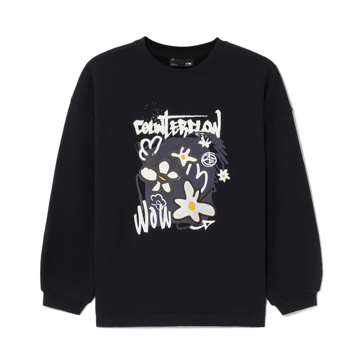 Ms. Li Ning CF sweater pullover long-sleeved round neck loose top spring casual knitted sportswear AWDS556