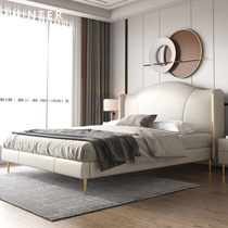 Winter Bear Nordic Light Luxury Double Master Bedroom 1 8 m 1 5 minimalist modern genuine leather soft-covered wedding bed white leather bed