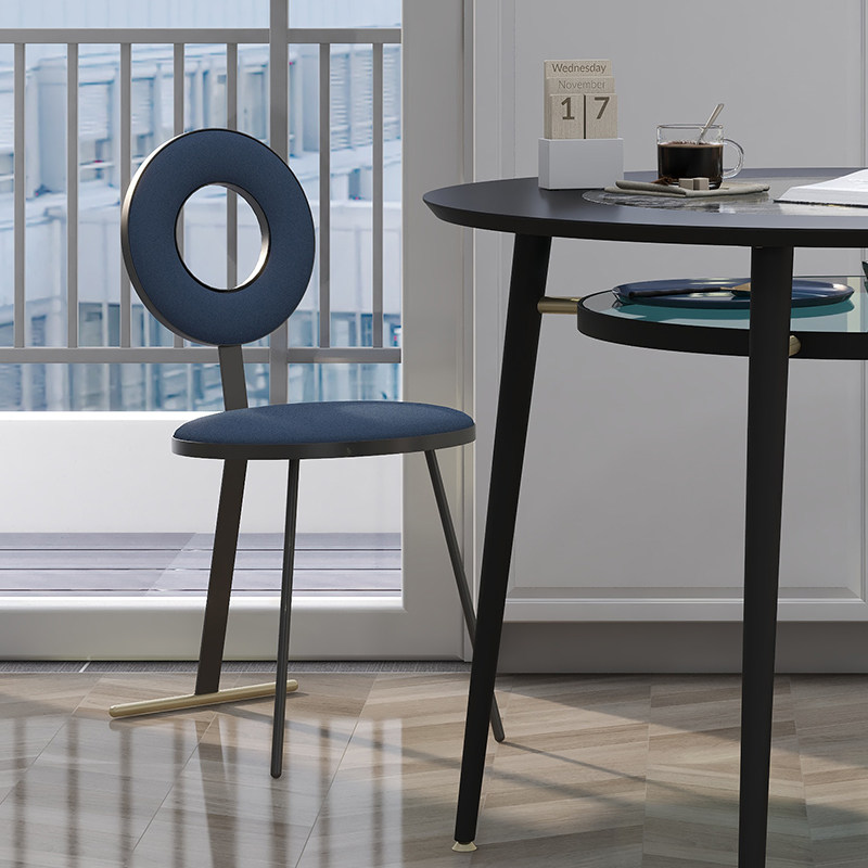 Dining chair home wrought iron chair table and chair simple Nordic backrest chair stool modern minimalist net red ins design style