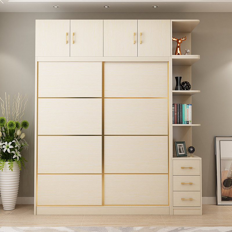 Push and pull door wardrobe modern minimal Nordic moving locker small household bedroom light luxury door large closet