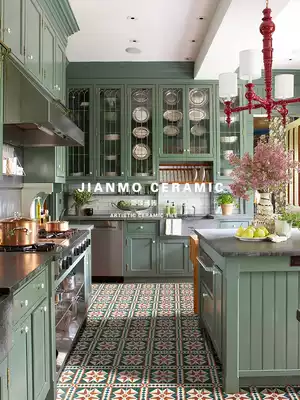 Jane Moe retro blue French small tile tiles American balcony floor tiles kitchen dressing room wall tiles