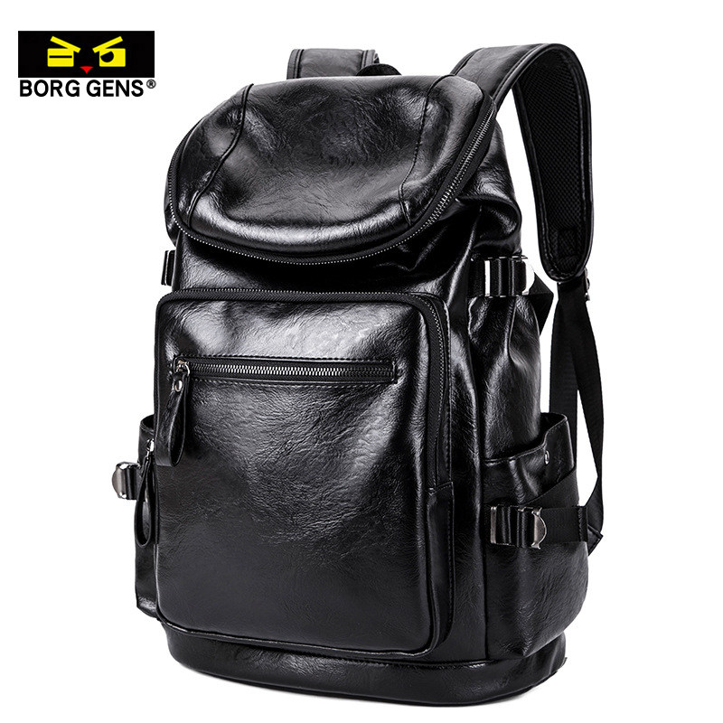 borggens Korean version backpack men's casual backpack travel large-capacity sports student schoolbag leather bag