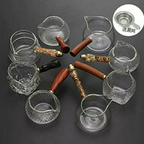 Gongpai glass kung fu tea set home Tea divider handmade teacup High Borosilicate Glass wooden handlebar side thickened