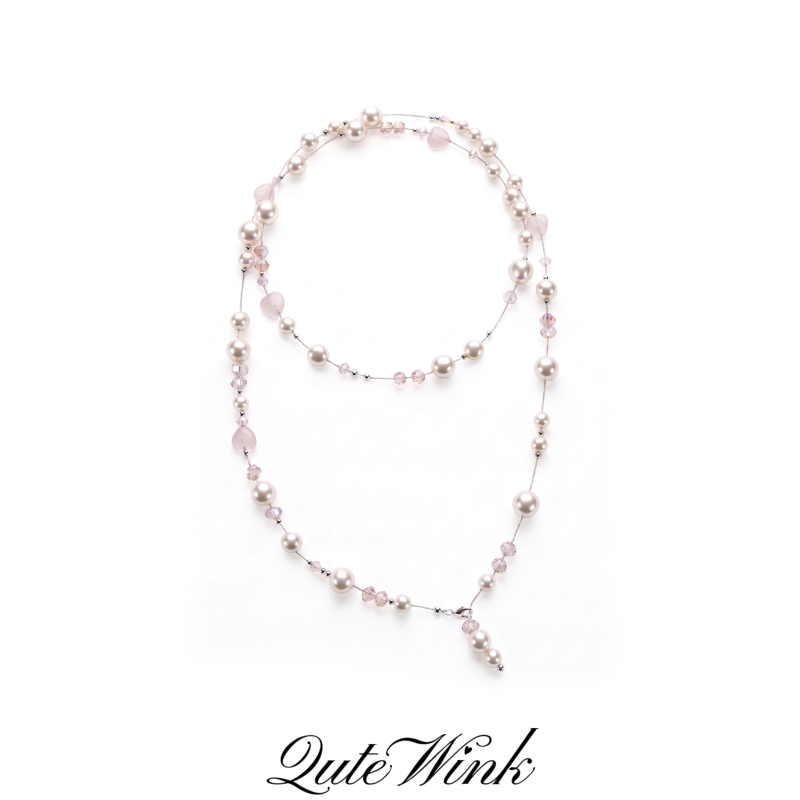 Qutewink |   Heart Kiss Pearl Original Vintage Girly Princess Style Niche Pearl Necklace