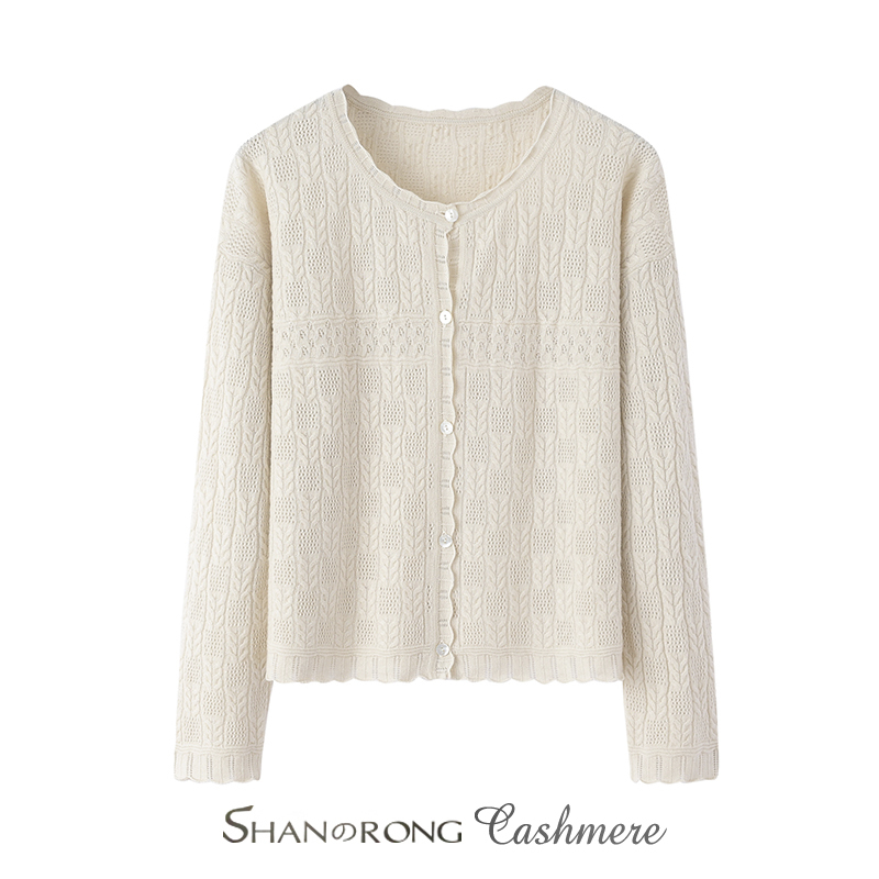 The Upper Body Looks Beautiful~ 100% Pure Cashmere Cardigan for Women, Autumn and Winter Knitted Sweater with Hollow Crochet Pattern The Upper Body Looks Beautiful~ 100% Pure Cashmere Cardigan for Women, Autumn and Winter Knitted Sweater with Hollow Crochet Pattern