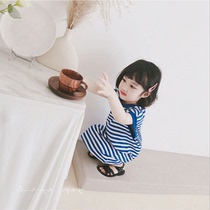 Small girl dress with dress for summer clothing 2022 Round neckline in long dress T-shirt Skirt Baby Pure Cotton Foreign Air Short Sleeve Dress