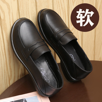 Mothers shoes spring and autumn models leather soft bottom womens comfortable single shoes middle-aged and elderly people flat bottom non-slip cowhide brand leather shoes