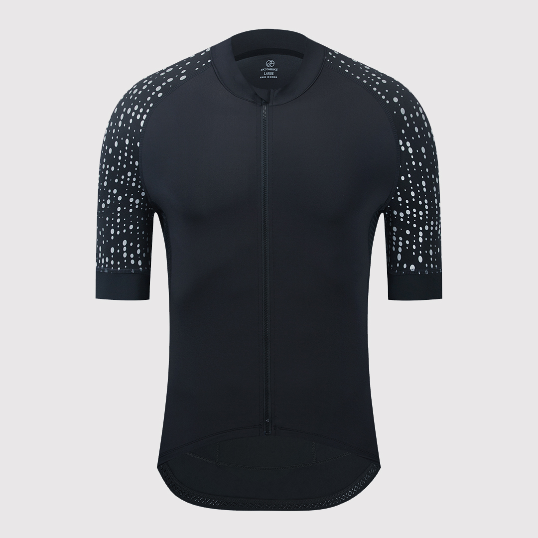 YKYWBIKE men's high-end cycling clothing summer short-sleeved black men's large size bicycle clothing reflective cycling clothing