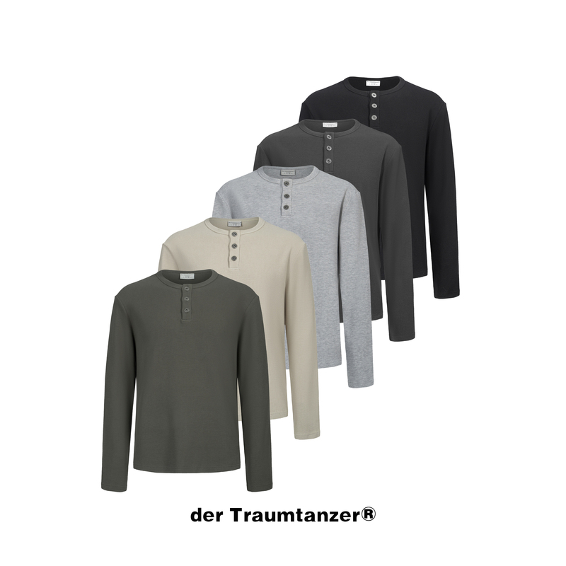 Dert Vibe Original/Diamond Waffle Henry Collar Long Sleeve Constant Temperature Leather Skin-Friendly Wheat Spike Button Base Layer