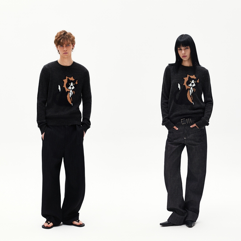 Dert「Fashionable Kitty」Wool Knitted Sweater, Warm and Relaxed Long Sleeves Dert「Fashionable Kitty」Wool Knitted Sweater, Warm and Relaxed Long Sleeves