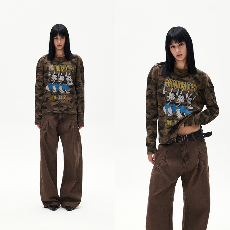 Dert Vibe "Three Puppies” Camouflage Print Waffle Long-Sleeve Shirt Dert Vibe "Three Puppies” Camouflage Print Waffle Long-Sleeve Shirt