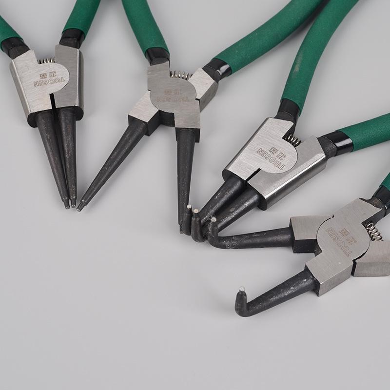 Four-in-one reed pliers C- shaped buckle ring pliers outer card elbow bearing spring installation and removal snap ring yellow clamp tool