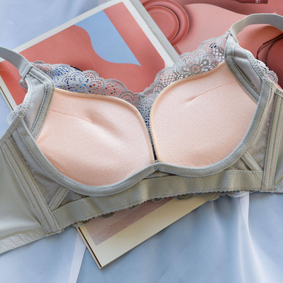  Meat color lingerie Summer mid-thin bra No steel ring small breasted breast feminine and feminine with a breathable upper-care bra