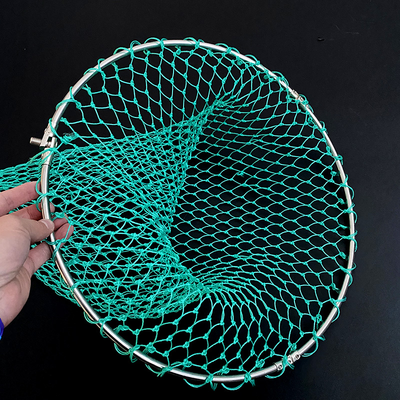 Fishing gear head fishing gear fishing gear fishing nets handwoven mesh pockets multi-strand wire sturdy large object steel ring folding solid accessories
