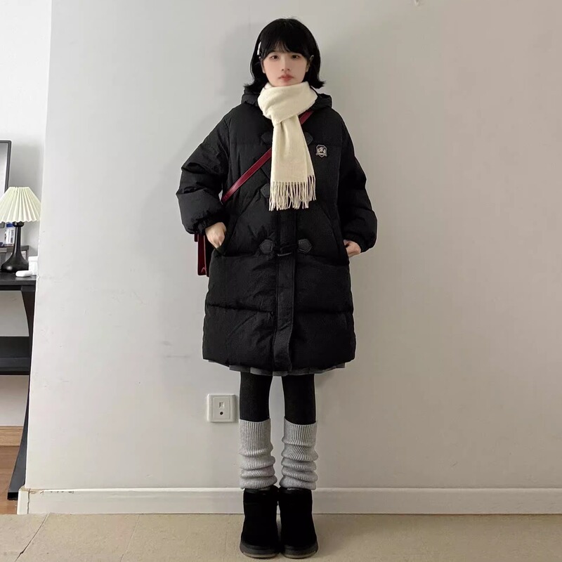 Winter down Jacket for Women, Long Style, 2026 New Model, Hooded, Thickened, Preppy Style, Petite, Black, Student Winter Coat Winter down Jacket for Women, Long Style, 2026 New Model, Hooded, Thickened, Preppy Style, Petite, Black, Student Winter Coat