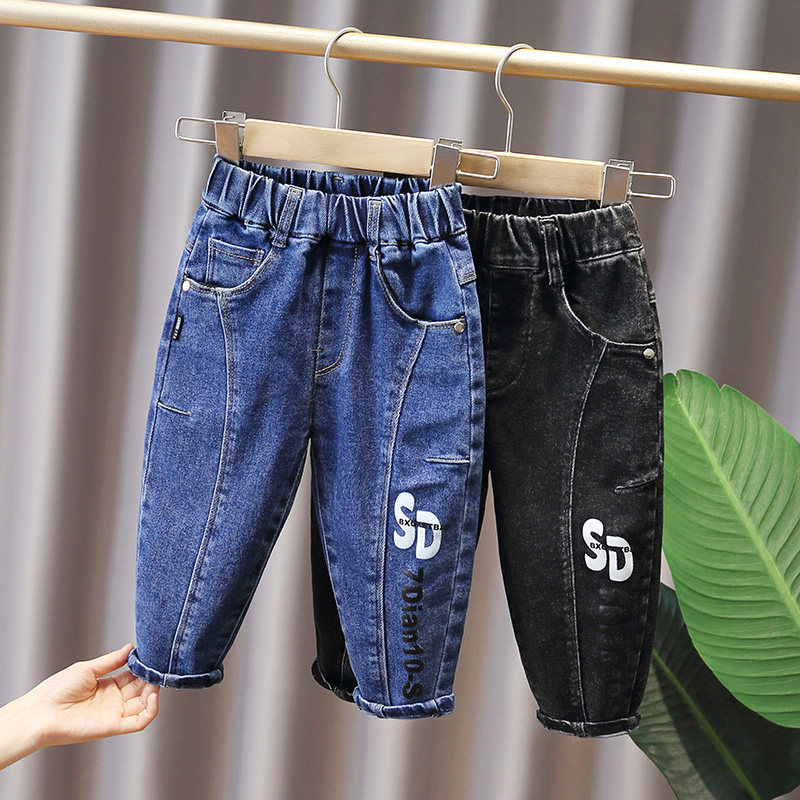 Children's clothing boy jeans spring dress 2023 new children spring and autumn baby spring pants boy SD tide pants