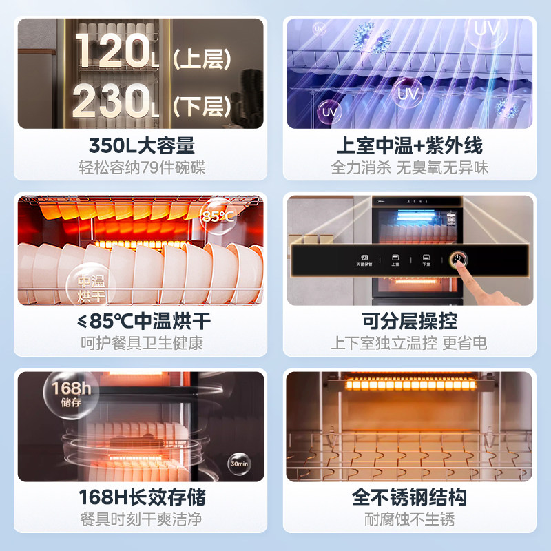 Midea Disinfection Cabinet, Commercial Dining Cupboard, Integrated High-Temperature Drying for Bowls and Chopsticks, Vertical Household Kitchen, Large Capacity, New Model