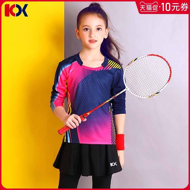 Children's long-sleeved badminton suit suit quick-drying boys and girls sports table tennis clothes tennis clothes men and women autumn and winter models
