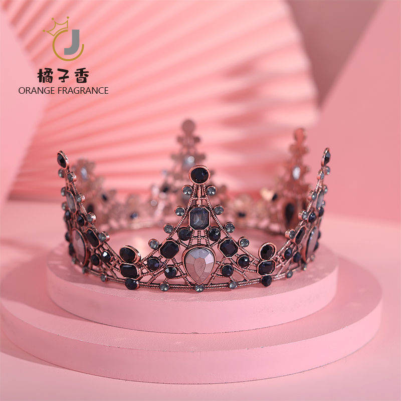 Crown Headwear Child Black Princess Girl Crystal Diamond Crown Hair Hoop Little Girl Birthday Walk Show Ornament