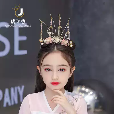 Girls Hanfu Headdress Headdress Children phoenix crown hair accessories Super fairy costume Little girl Headdress Tassel Chinese style hairpin
