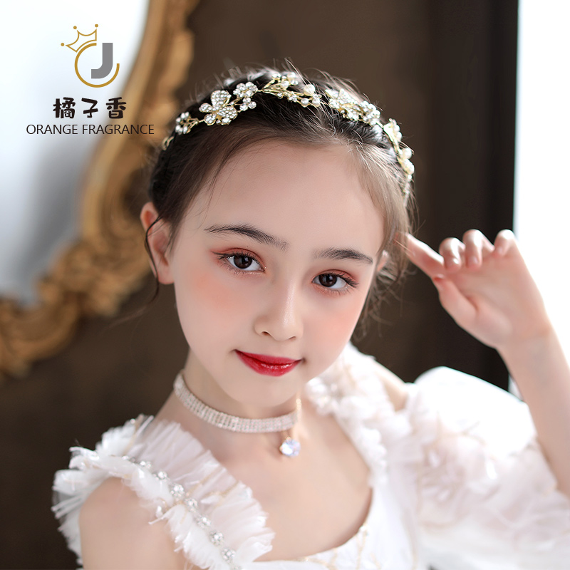 Girl Crystal Wang Guanhan Edition Hair Hoop Children's Birthday Crown Flowers Children's Head Accessories Princely Head Flower Show Hair Accessories