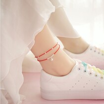 Ancient wind foot chain female summer with bell with sound brief retro student Red rope Social Korean version of the Ankle Chain Woman