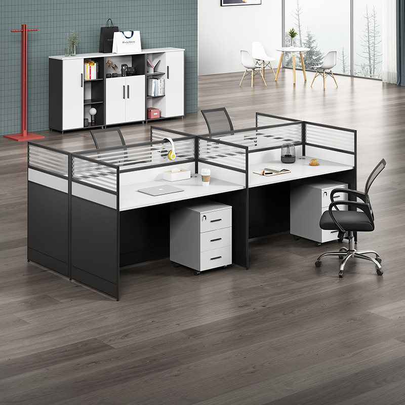 Desk with screen staff Computer table and chairs Composition 2 more than 46 Artificial work table minimalist modern office furniture